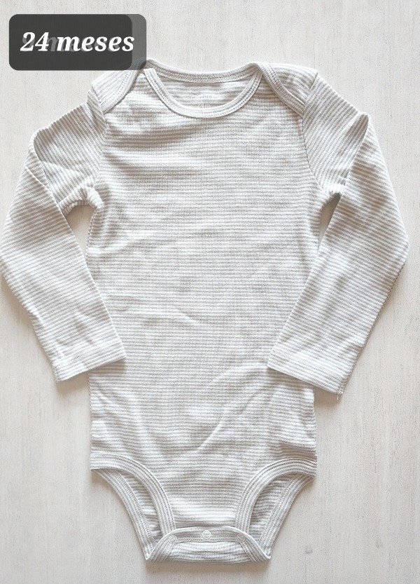 Body manga larga carters 24 meses rayas gris
