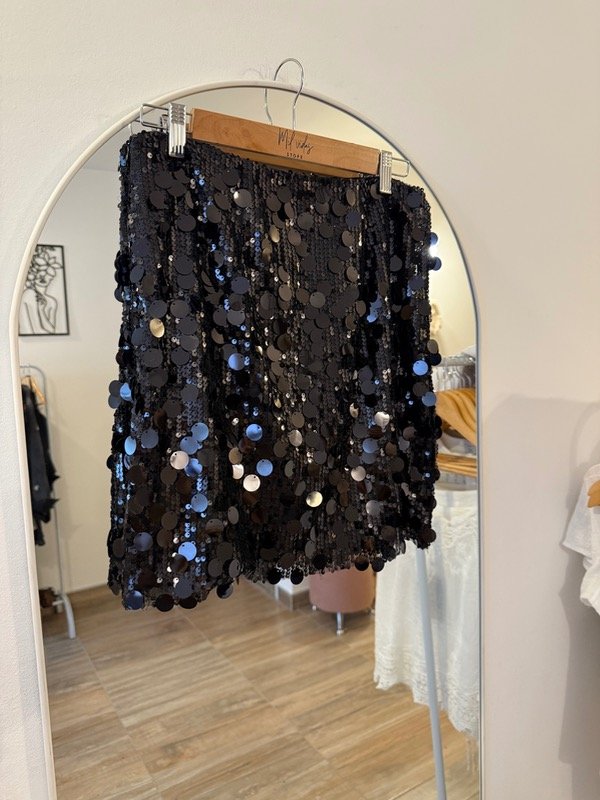 Producto - Falda corta de lentejuelas Zoe negra