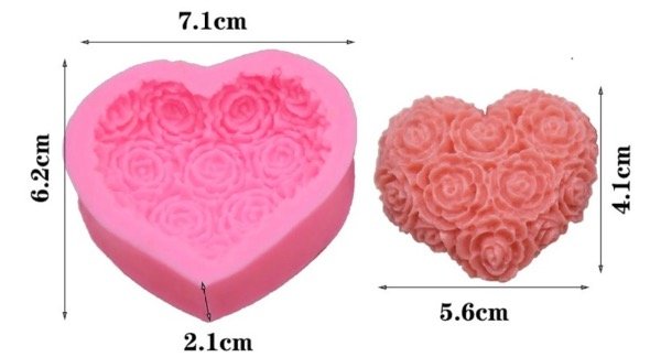 Producto - MOLDE SILICONA CORAZON CON ROSAS INDIVIDUAL - 1