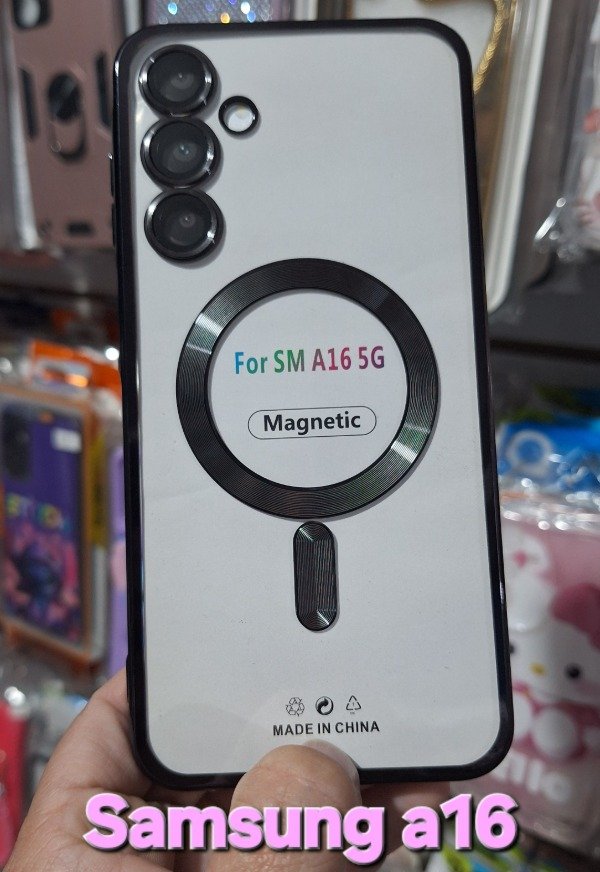 Producto - Fundas magsafe metalizadas con protector de cámara. Samsung a16
