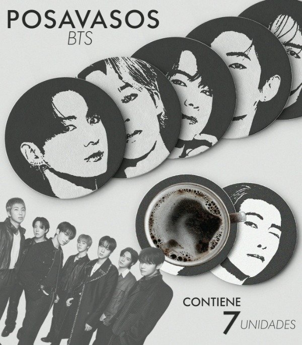 Producto - Pack 7 Posavasos/tazas - BTS