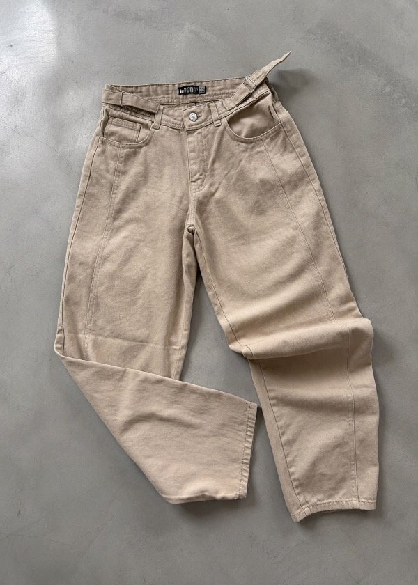 Baggy beige con reguladores rígido tiro medio — imagen 3
