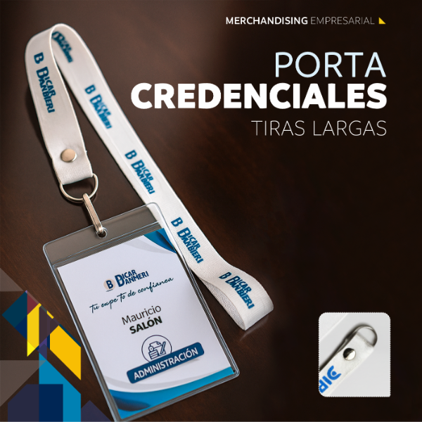 Producto - Tira Larga con argolla Porta credencial y credencial impresa Pack x 25 unidades