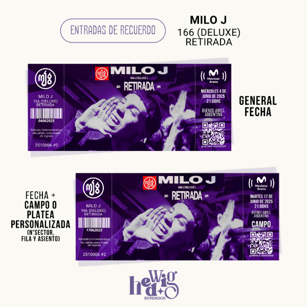 Producto - Entradas de recuerdo 14x6 - MILO J Retirada Movistar