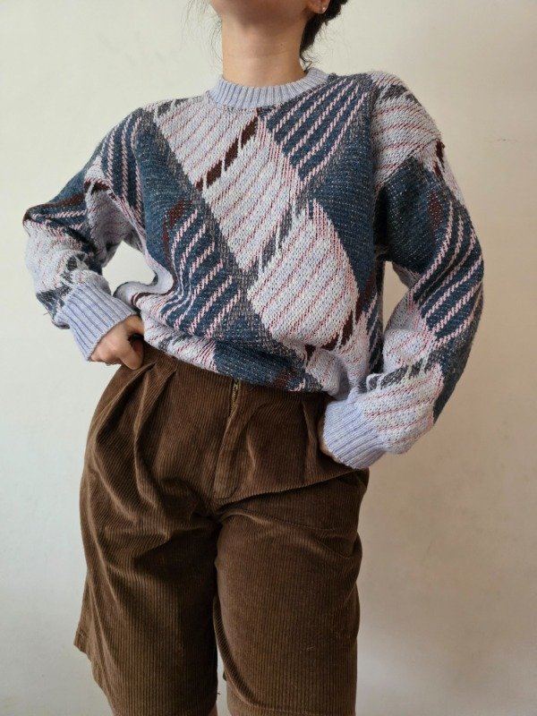 Sweater líneas azul y celeste