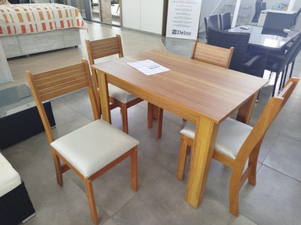Producto - Mesa 110 cm + 4 sillas (Miel/Marfil)