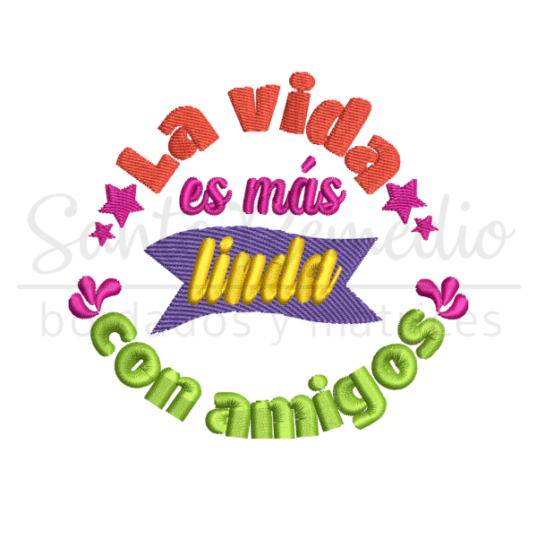 Producto - frase la vida es mejor con amigos 10 y 12 cm