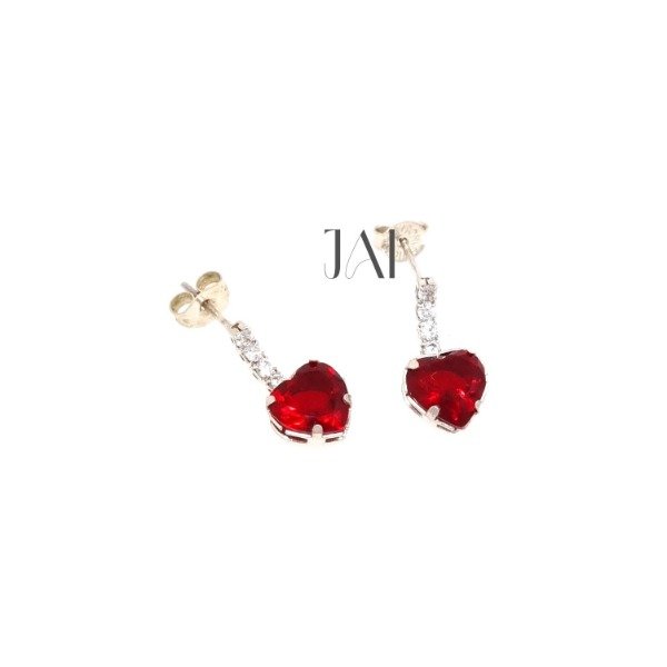 Producto - Aro colgante corazón rojo strass