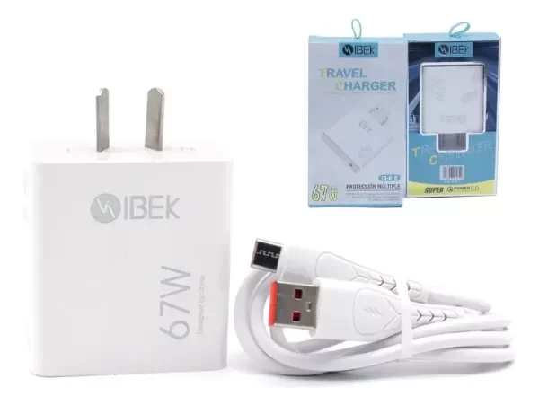 Producto - CARGADOR PARED 220V FICHA MICRO 67W IBEK