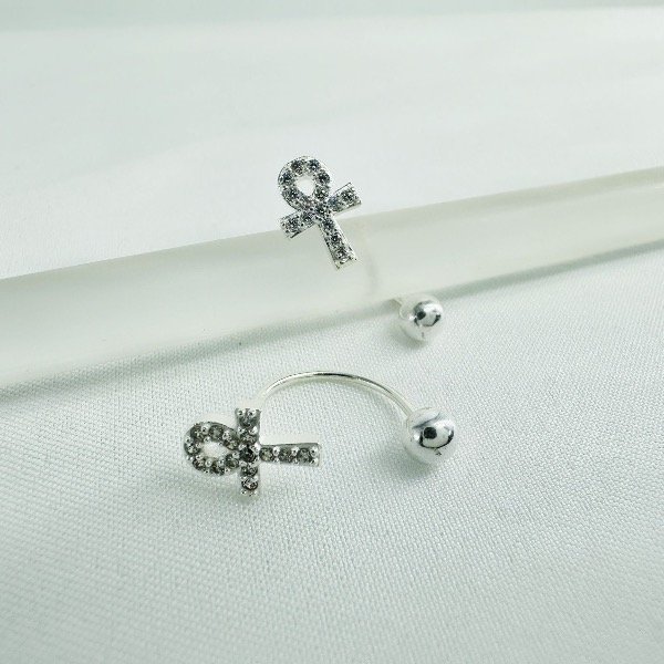 Producto - Piercing Cruz Egipcia Ombligo Plata 925 x unidad