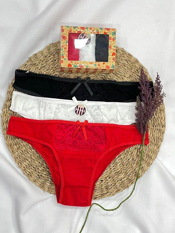 Producto - Art 1217- MON CHERIE- Pack X3 Vedetina de Algodón Frente de Puntilla