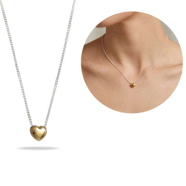 Producto - Conjunto Plata 925 y Oro Dije Corazones con Cadena - 0