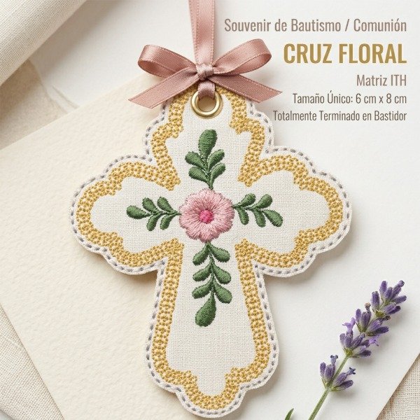 Producto - Matriz de Bordado - Souvenir ITH - Cruz Floral - 3