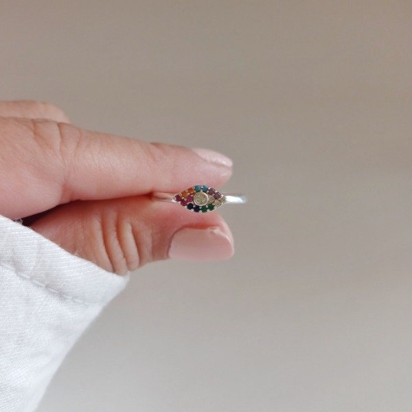 Producto - ANILLO ANUBIS COLORES (T.18) PLATA 925