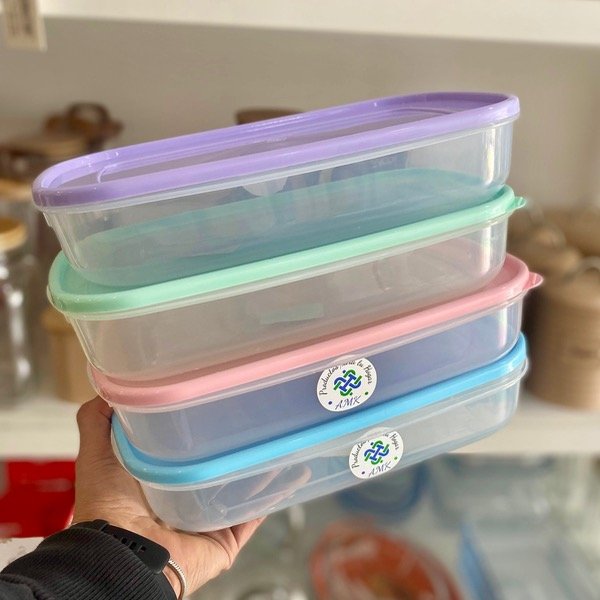 Producto - Tupper Hermetico Rectangular 1.5L Colores Pasteles 4021