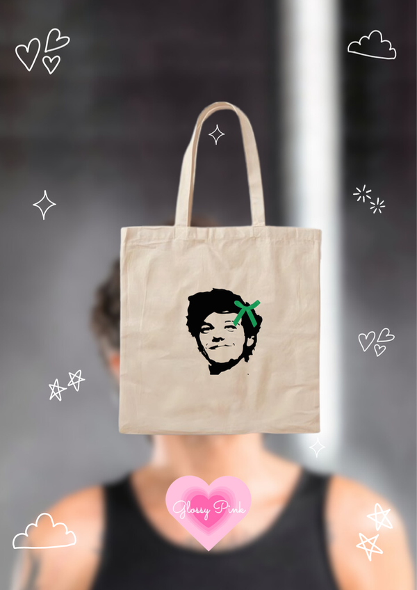 Tote bag Louis Tomlinson coquette con moño de raso cosido