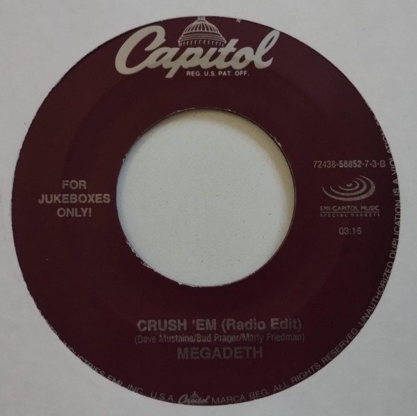 Producto - MEGADETH Breadline + Crush 'Em Disco Simple 7 USA 2000 RISK - 1