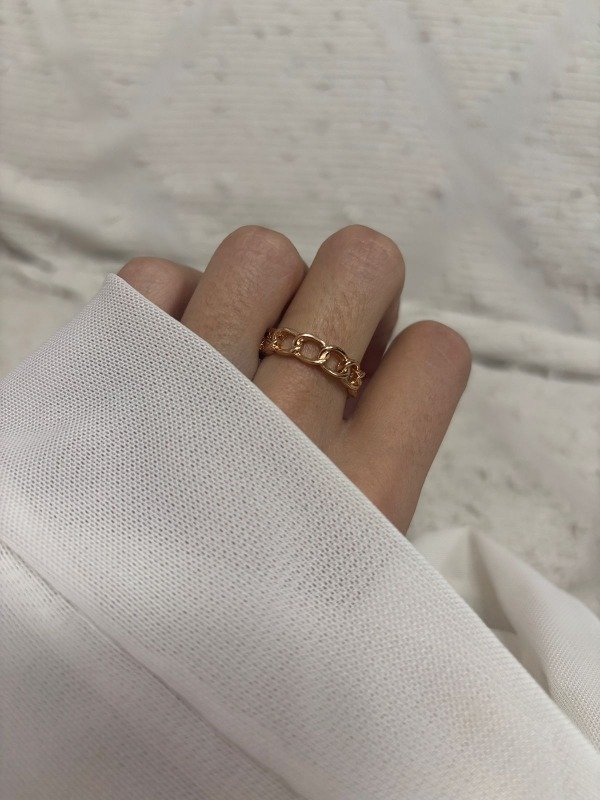 Producto - Anillo Cadenas Acero Dorado