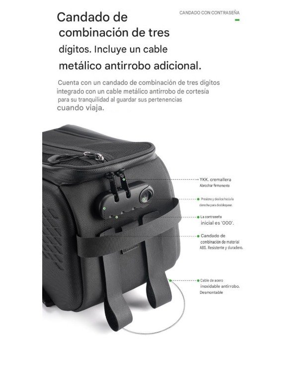 Producto - Bolso Alforja Rígida Rockbros 7L TL012 con candado, luz y freno - 2