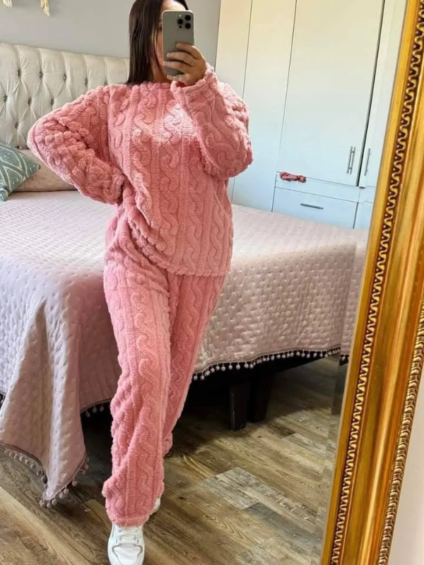 Producto - PIJAMA TRENZADO POLAR SOFT - Rosa-