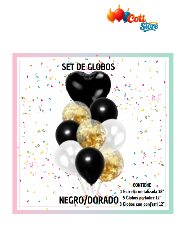 Producto - Set de Globos Corazón Negro