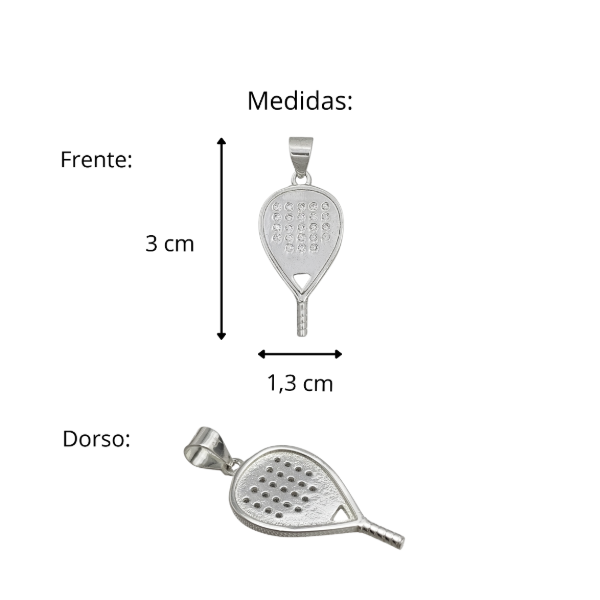 Producto - Dije Paleta de Pádel Plata 925 con Circones Engastados - 4