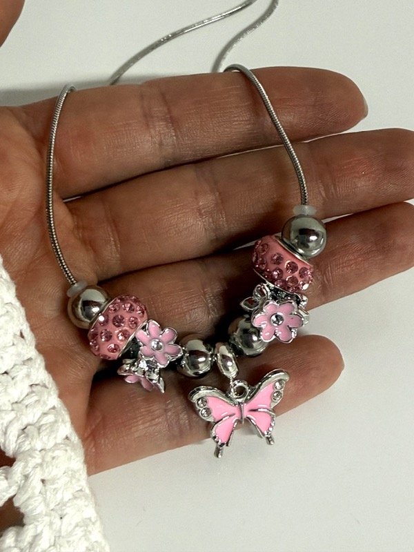 Producto - C409 Collar tipo Pandora con charms y cadena fina acero quirúrgico