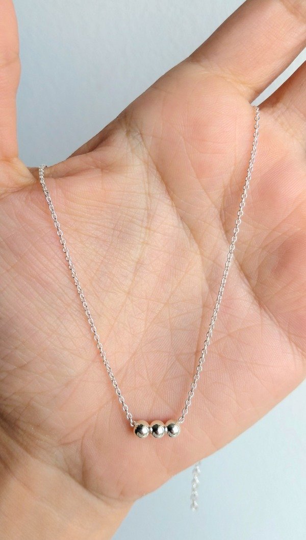 Producto - Collar de Plata con 3 bolitas (40cm más alargue) - 0