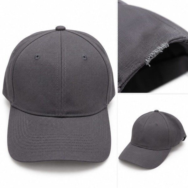 Producto - Gorra de gabardina gris oscuro detalle rotura
