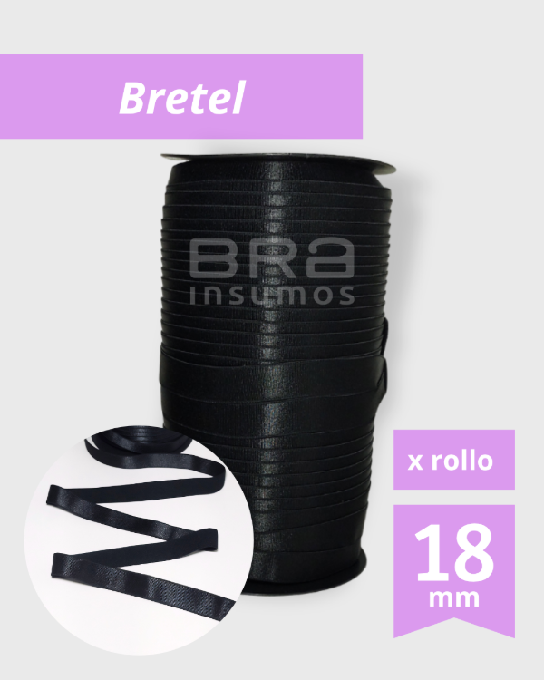 Producto - Bretel 18 mm Rasado - Negro (x Rollo)