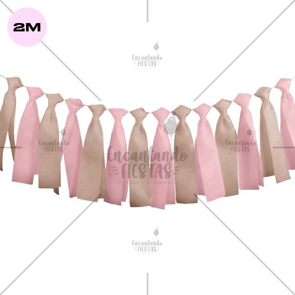 Producto - Guirnalda Bicolor Rosa y Natural Cumpleaños 2 mts