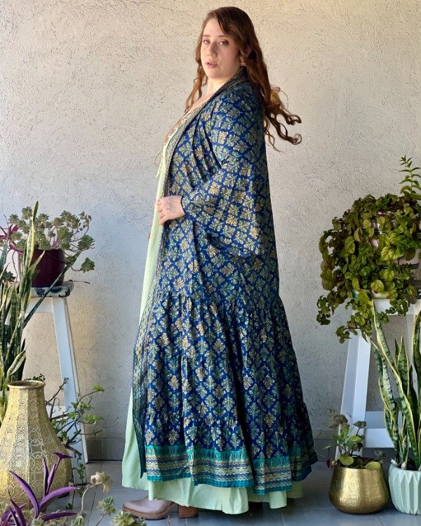 Producto - Kimono Boho Gold Azul y Verde M a 2XL