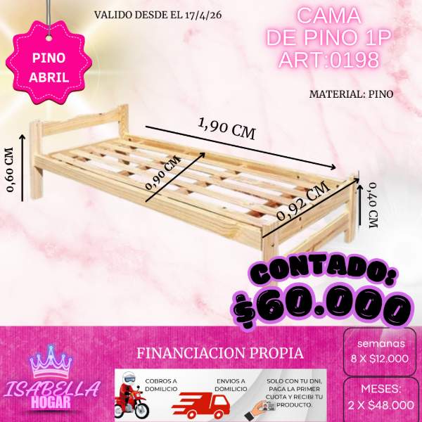 Producto - CAMA PINO 1P