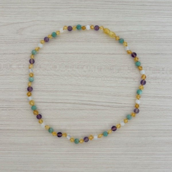 Producto - Collar Ámbar, Amatista y Piedra Lunar