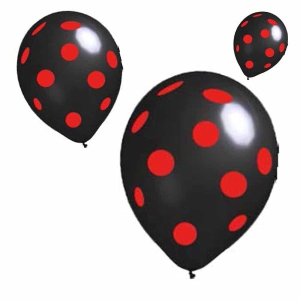 Producto - GLOBO CANDELA C / LUNARES 9 " X 12UNI ( ROJO - NEGRO )