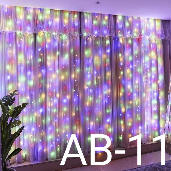 Producto - Luces cortina multicolor 300 luces 3x3mt AB-11