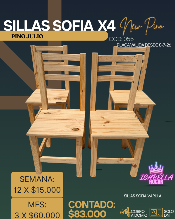 Producto - SILLAS DE PINO SOFIA X4