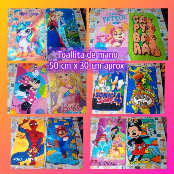 Producto - Toalla de mano (disponible  DINOSAURIO, SONIC)