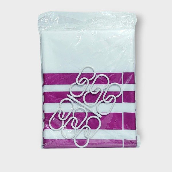 Producto - Cortina de Baño doble Tauro Blanca líneas Morada