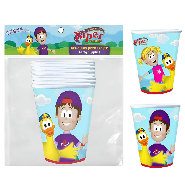 Producto - PARA NIÑOS Vaso Polipapel "Biper" (Blister X8 Unidades)(PACK X2 BLISTER)