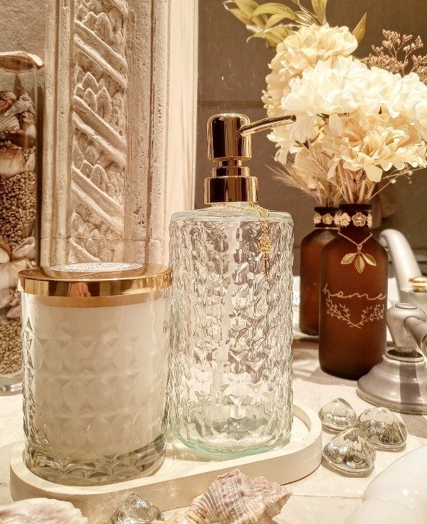 Producto - SET DE BAÑO JABON Y VELA DIAMONDS GOLD
