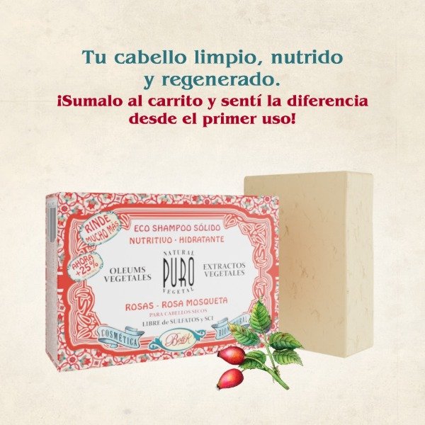 Producto - SHAMPOO SOLIDO - HIDRATANTE - ROSA - ROSA MOSQUETA-SECOS - BOTIK PURO - 80 g