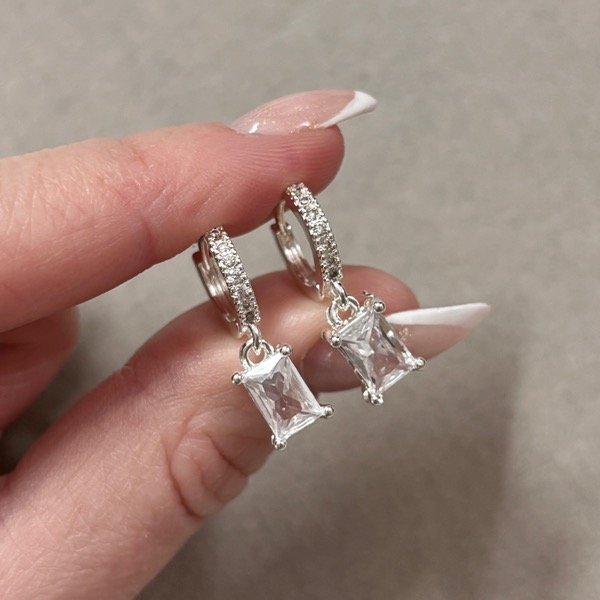 Producto - Argollas Cristal Colgante Plata Laminada