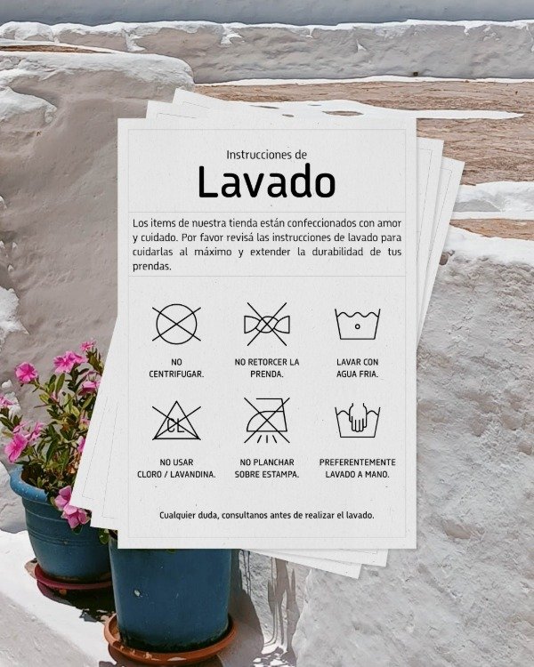 Producto - Tarjetón de Instrucciones de lavado por 20 unidades