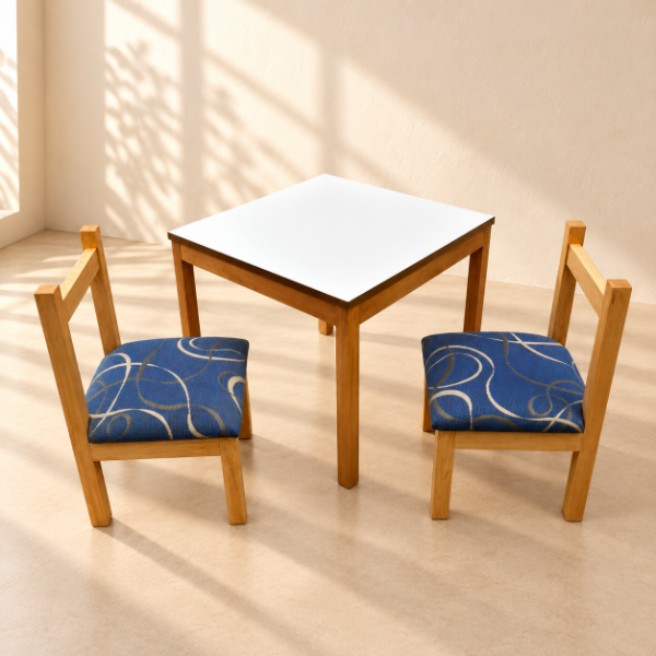 Producto - Mesa Madera con 2 Sillas Tapizadas CALIDAD PREMIUM - 3
