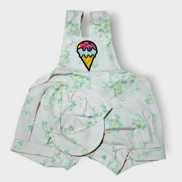 Producto - Jardinero Beba de Gabardina Helado Rosa + Gorra T2