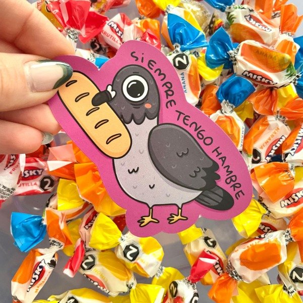 Producto - Sticker die cut OPP Paloma hambrienta