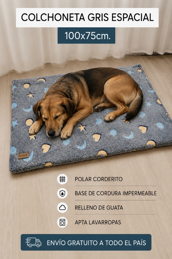 Producto - COLCHONETA POLAR CORDERITO GRIS ESPACIAL