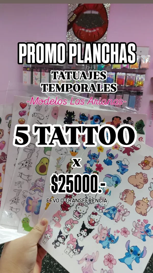 Producto - PROMO DE TATUAJES TEMPORALES MOD LAS ARIANAS X5