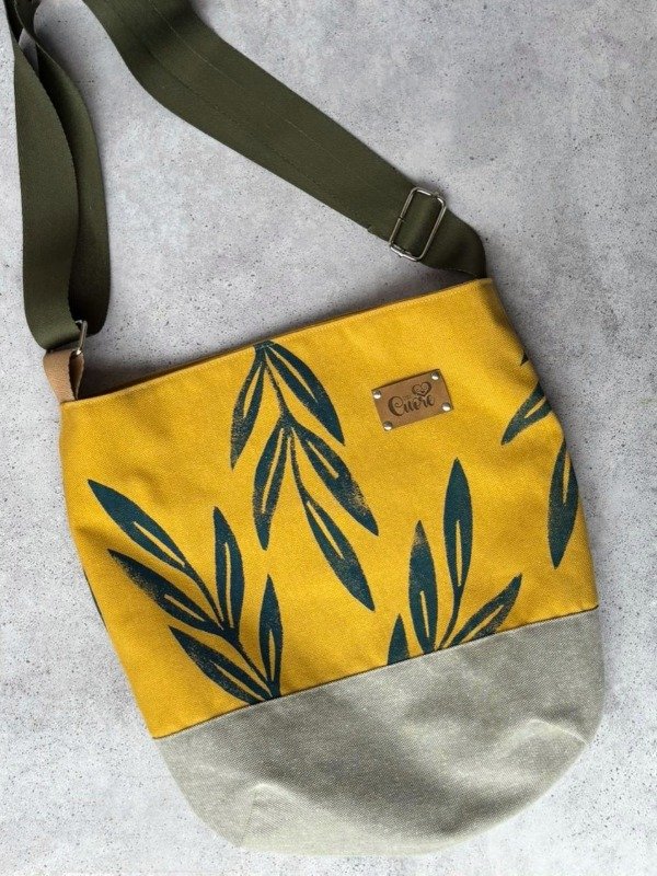 Producto - Cartera Tote bag Vida mostaza base gris